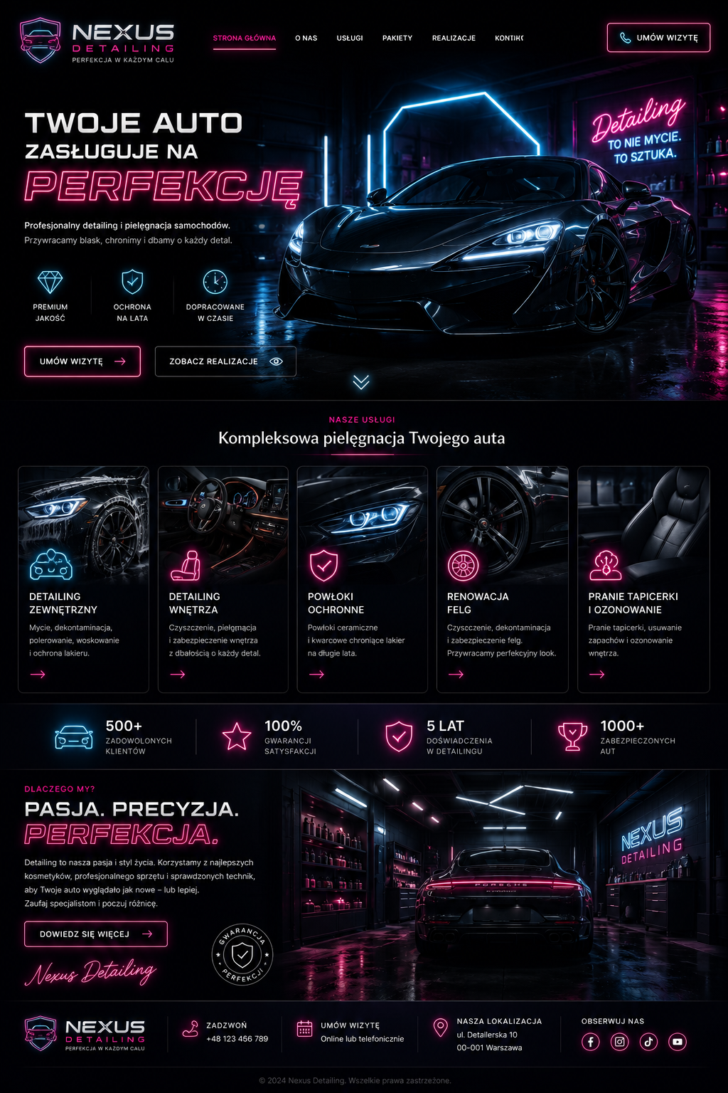 Projekt graficzny strony dla auto detailingu