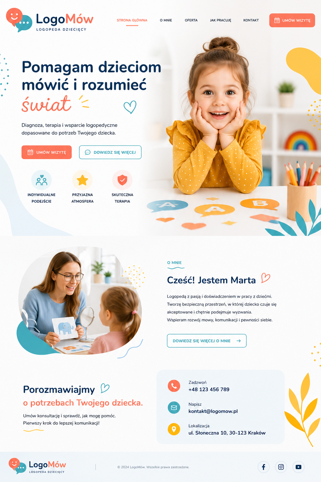 Projekt graficzny strony dla gabinetu logopedycznego