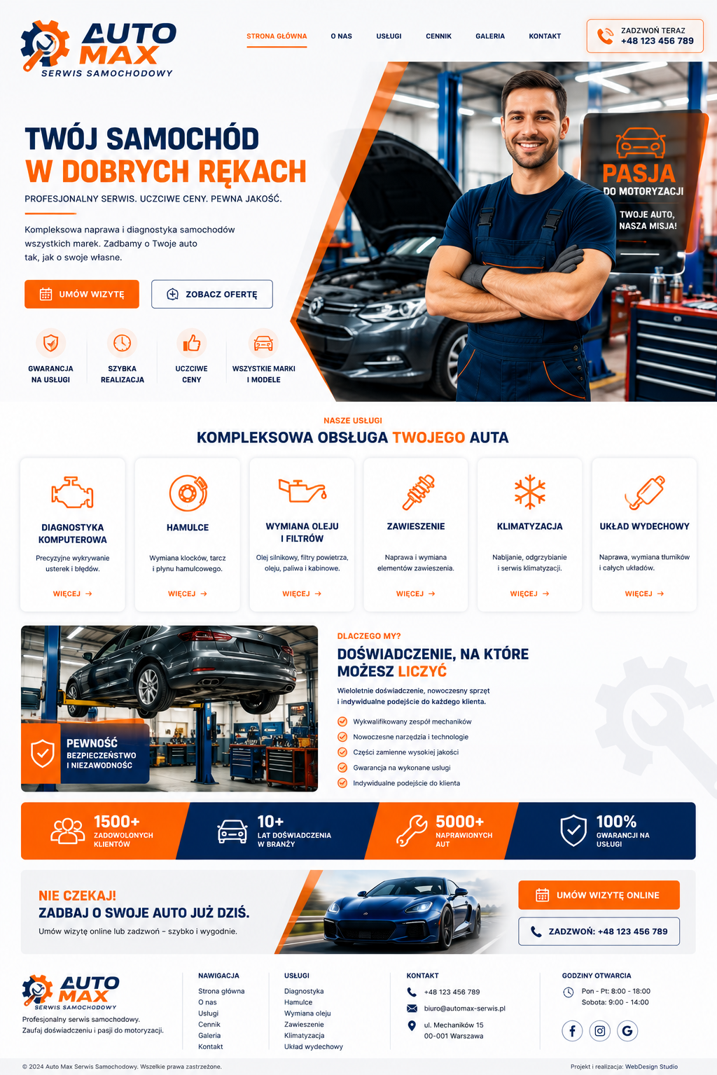 Projekt graficzny strony dla mechaniki pojazdowej