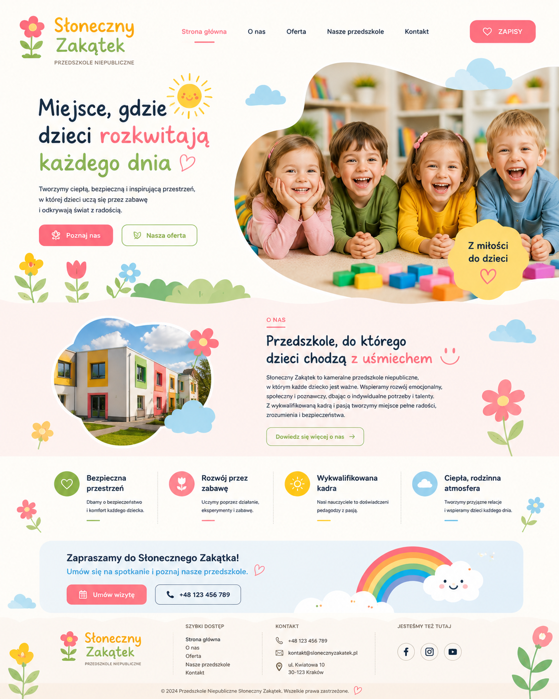 Projekt graficzny strony dla przedszkola